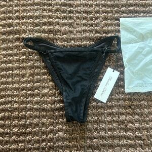 Frankie's Bikinis Luna Black Ribbed Bikini Bottom